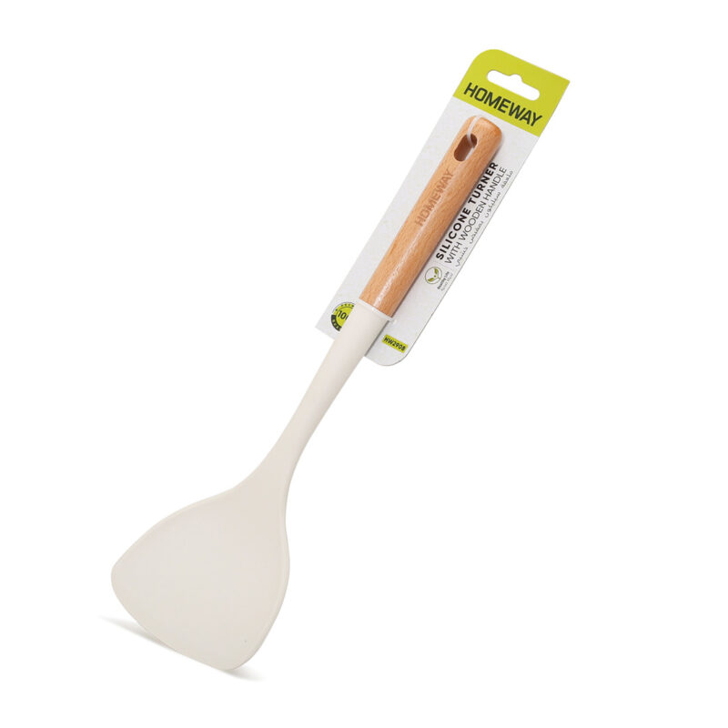 Homeway Silicone Turner with Wooden Handle