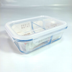 1000ml 2 Grid Glass Lunch Box