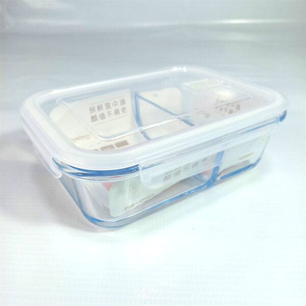 1000ml 2 Grid Glass Lunch Box