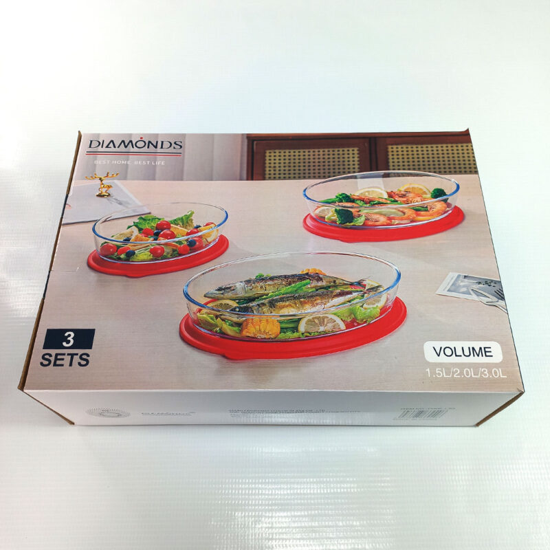 3pc-Oval-Glass-Baking-Dish-Set-with-lids-1 3pc 1.5L, 2L & 3L Oval Glass Baking Dish Set with Lids