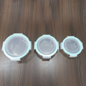 3pc Round Glass Lunch Box / Meal Prep Containers Set