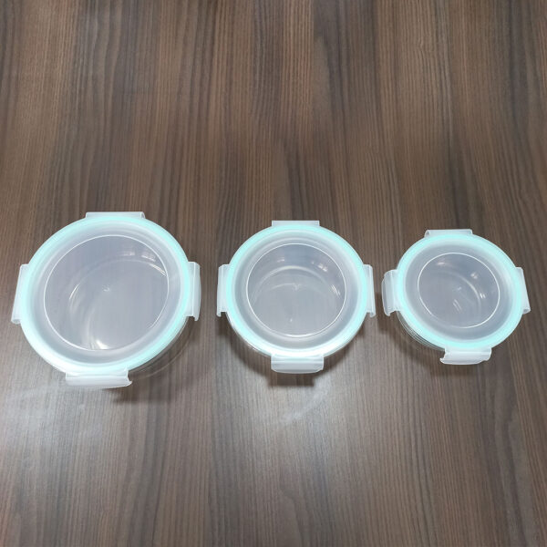 3pc Round Glass Lunch Box / Meal Prep Containers Set