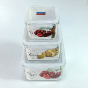 3pc Square Airtight Food Storage Containers Set