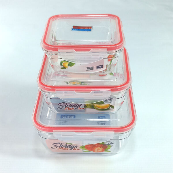 3pc Square Airtight Food Storage Containers Set