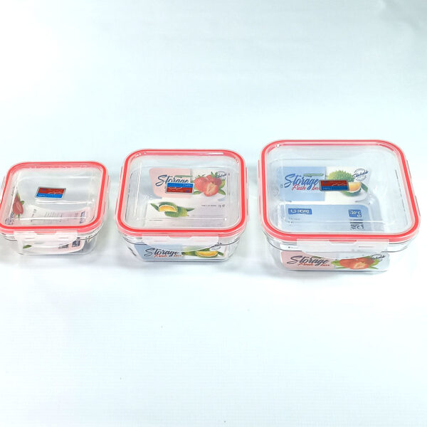 3pc Square Airtight Food Storage Containers Set