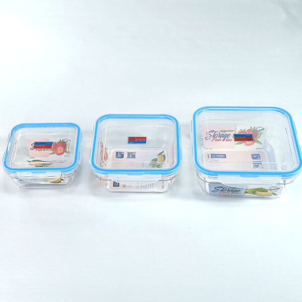 3pc Square Airtight Food Storage Containers Set