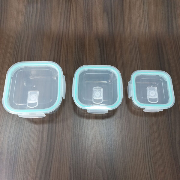 3pc Square Glass Lunch Box / Meal Prep Containers Set