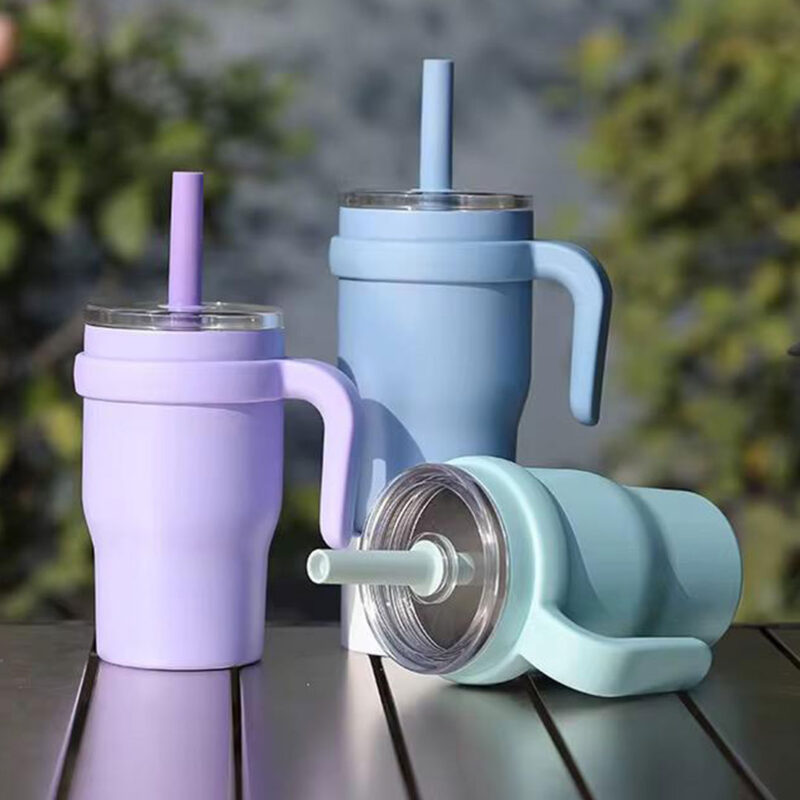 420ml S/Steel Insulated Tumbler with Handle & Straw