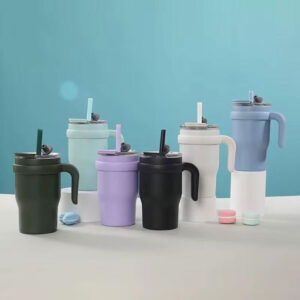 420ml S/Steel Insulated Tumbler with Handle & Straw