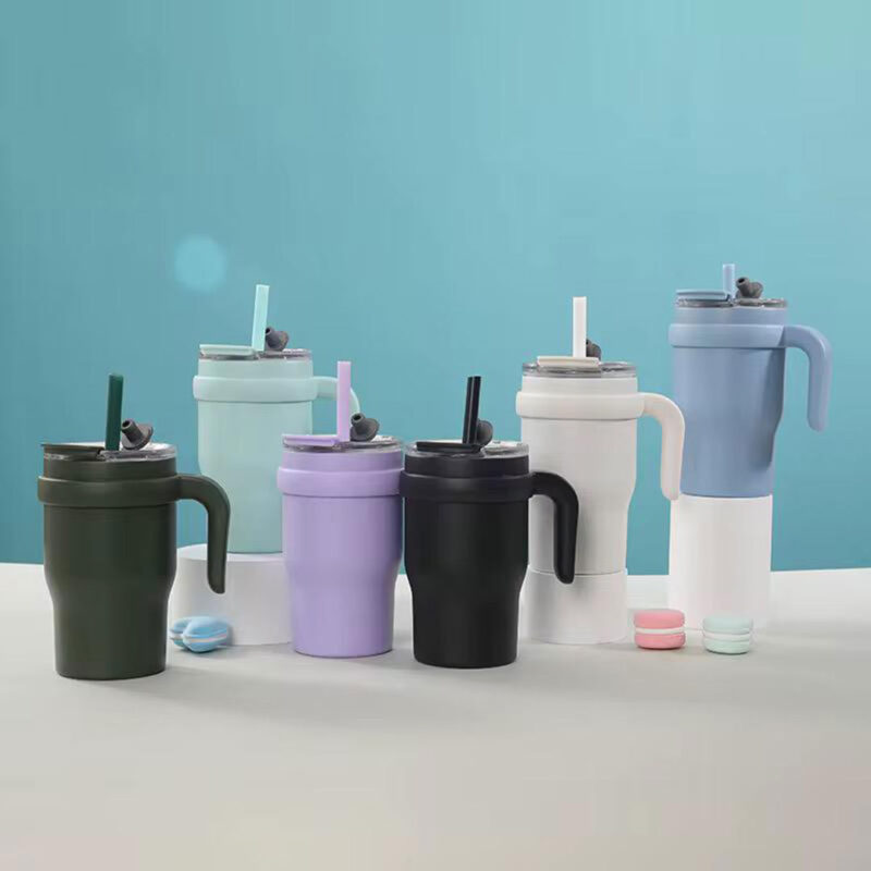 420ml S/Steel Insulated Tumbler with Handle & Straw