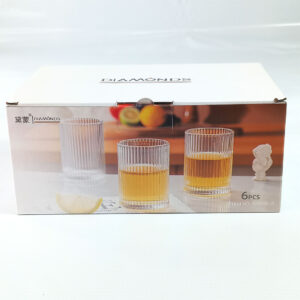 6pc 300ml Short Ribbed Juice or Whiskey Glass Set