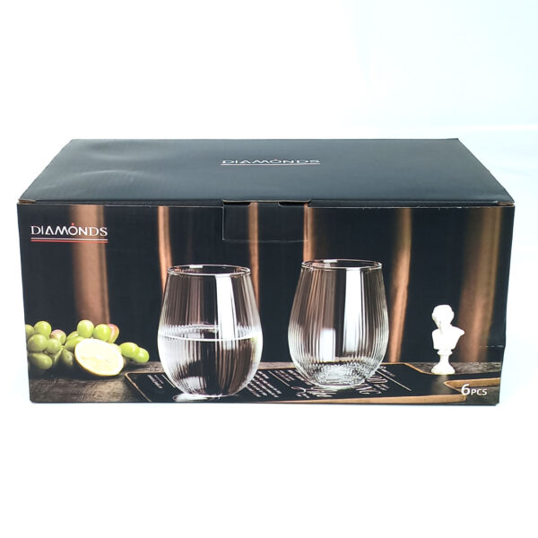 6pc 650ml Ribbed Juice or Water Glass Set - Image 2