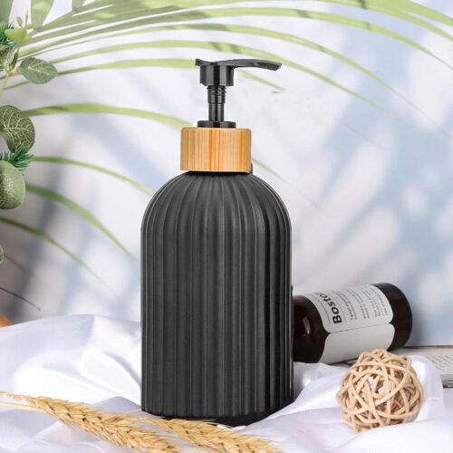 400ml Ribbed Glass Soap Dispenser