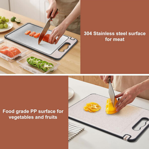 Double Sided S/Steel & Wheat Straw Chopping Board
