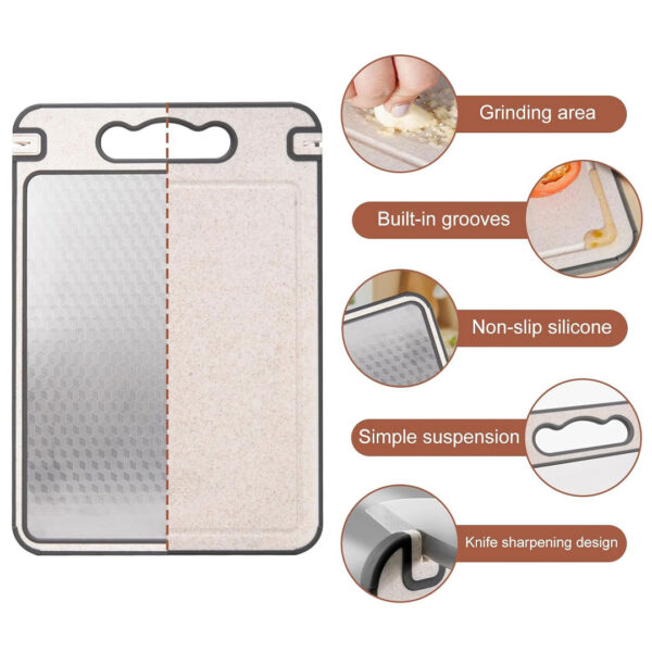Double Sided S/Steel & Wheat Straw Chopping Board