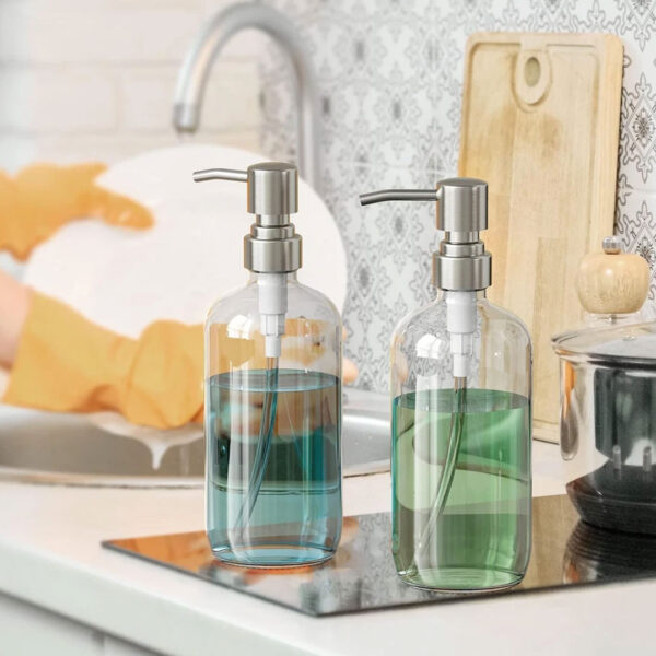 420ml Clear Glass Soap Dispenser with S/Steel Pump