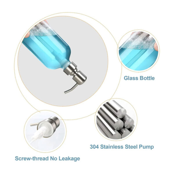 420ml Clear Glass Soap Dispenser with S/Steel Pump
