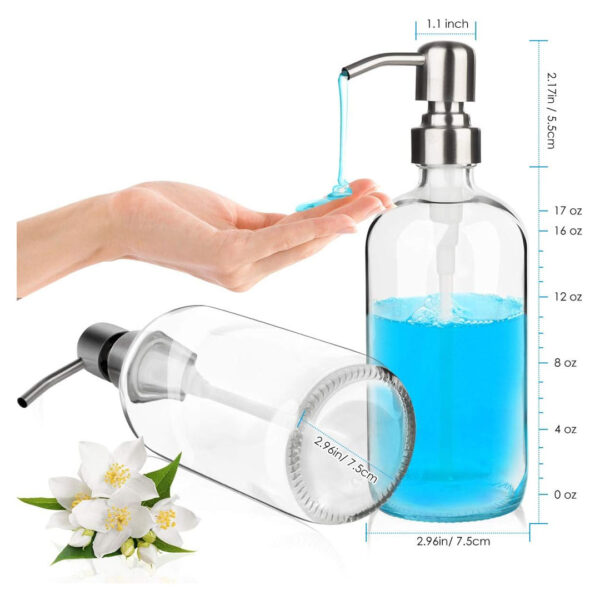 420ml Clear Glass Soap Dispenser with S/Steel Pump