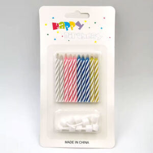 10pc Striped Birthday Candle Set