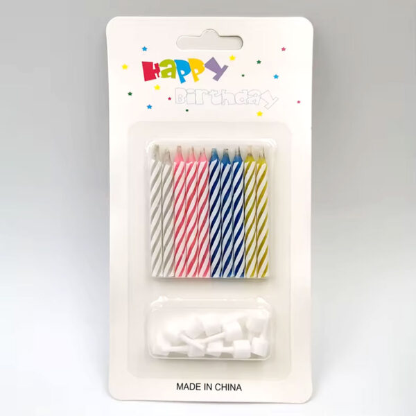 10pc Striped Birthday Candle Set