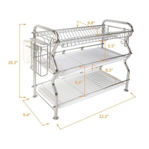 3-tier-steel-dish-rack-3 3 Tier Stainless Steel Dish Drying Rack