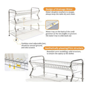 3-tier-steel-dish-rack-4 3 Tier Stainless Steel Dish Drying Rack