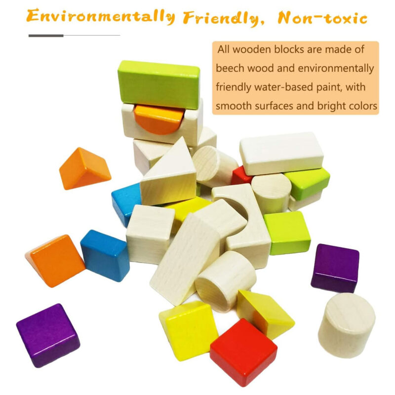 30pc Wooden Building Block Set for Kids