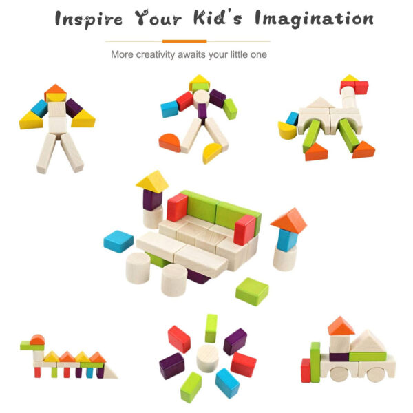 30pc Wooden Building Block Set for Kids