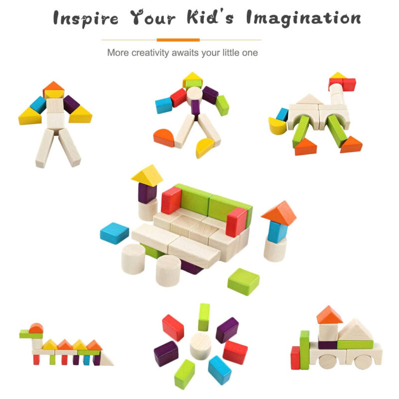 30pc Wooden Building Block Set for Kids