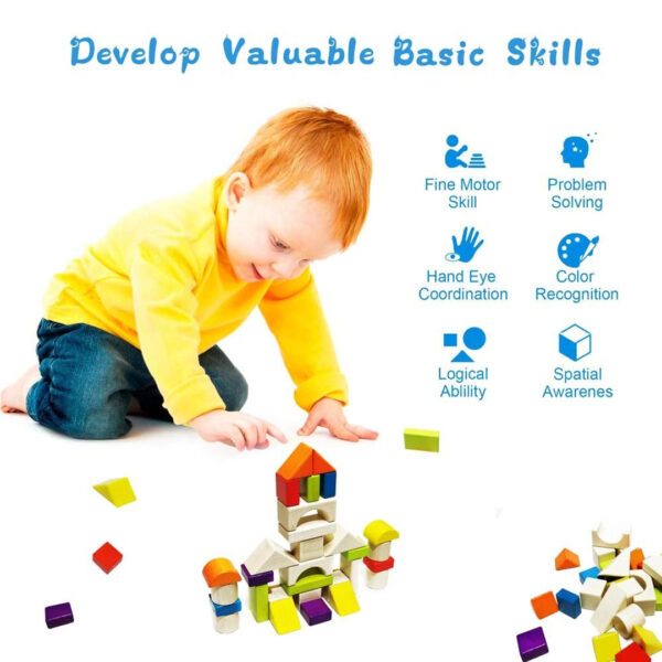 30pc Wooden Building Block Set for Kids