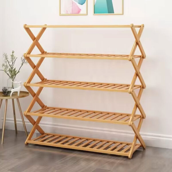 5 Tier Bamboo Folding Shoe Rack