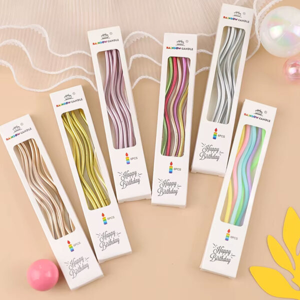 6pc Long Twisty Birthday Candle Set