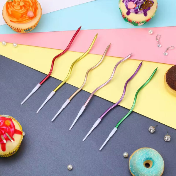 6pc Long Twisty Birthday Candle Set