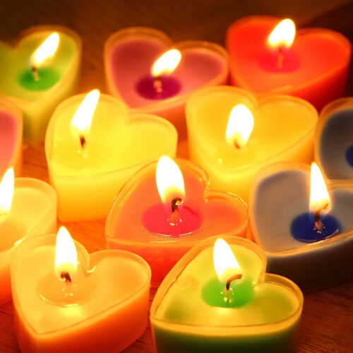 9pc Heart Shaped Tea Light Candle Set