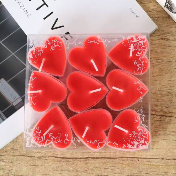 9pc Heart Shaped Tea Light Candle Set