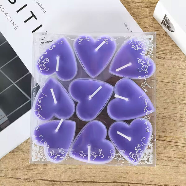 9pc Heart Shaped Tea Light Candle Set
