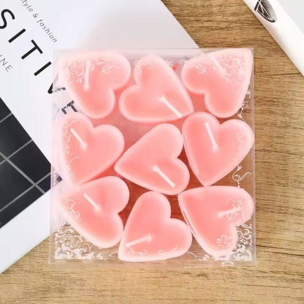 9pc Heart Shaped Tea Light Candle Set