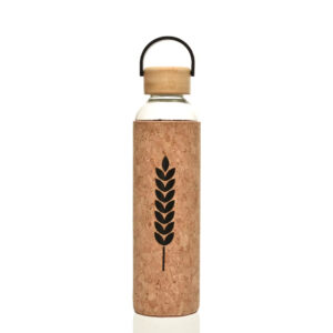 Glass Water Bottle with Bamboo Top and Cork Sleeve