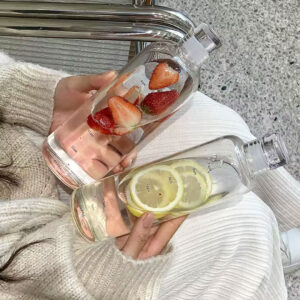 500 & 1000ml Glass Water Bottle with Time Scale
