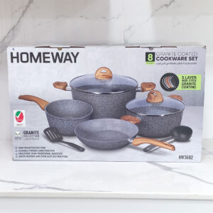 homeway-hw3682-cookware-set-1 8pc Granite Cookware Nonstick Set – HW3682 HOMEWAY