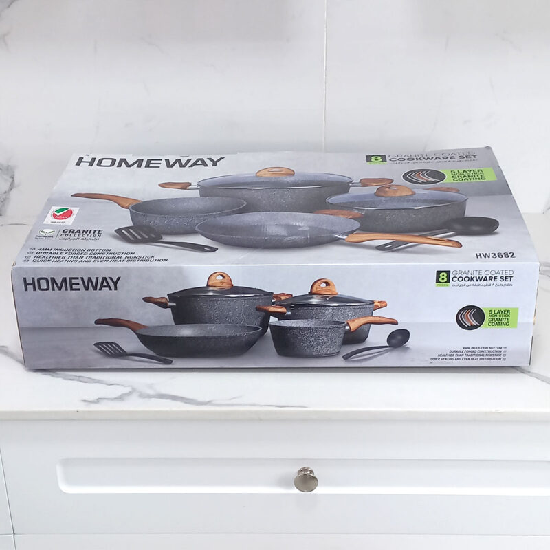 homeway-hw3682-cookware-set-2 8pc Granite Cookware Nonstick Set – HW3682 HOMEWAY