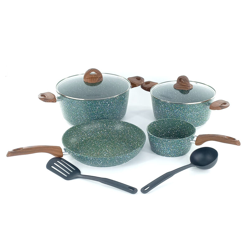 homeway-hw3682-cookware-set-green-1 8pc Granite Cookware Nonstick Set – HW3682 HOMEWAY