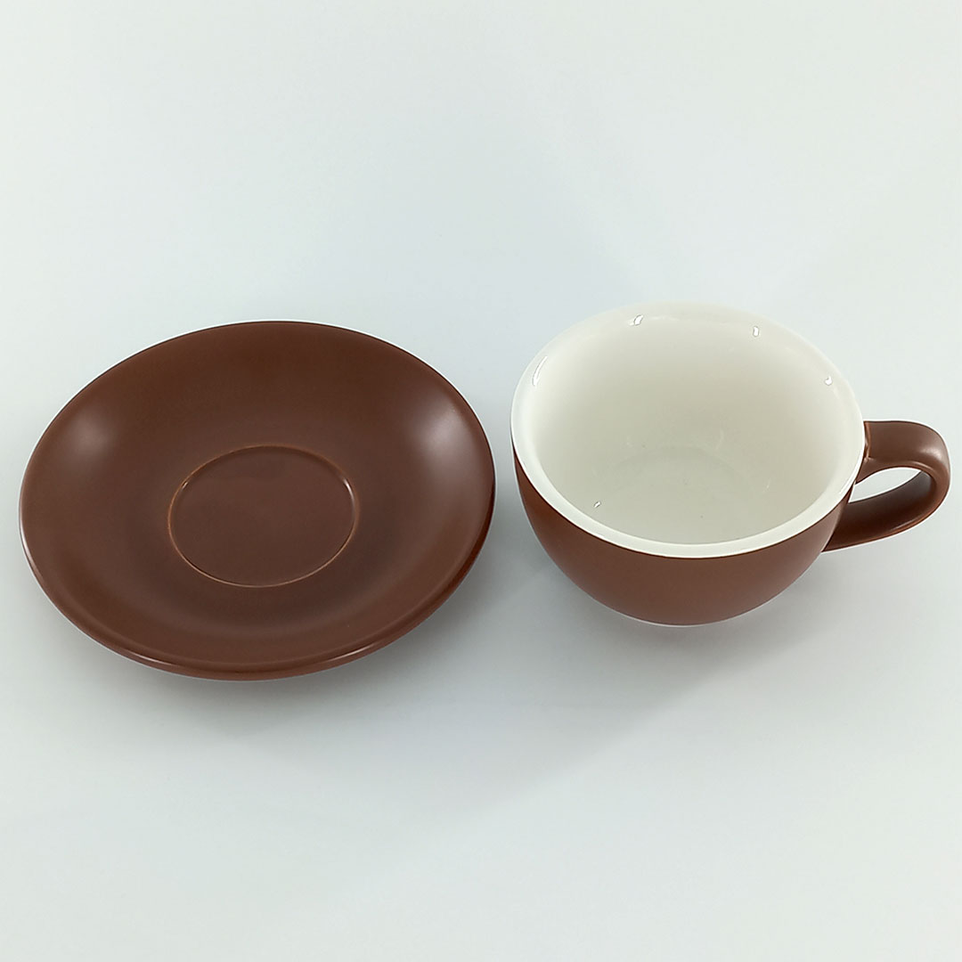 Brown Ceramic Cup and Saucer Set