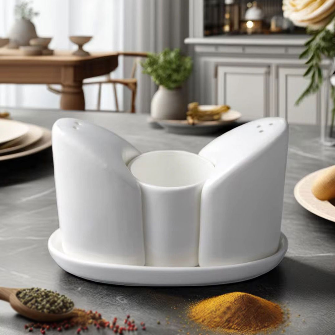 Curved Porcelain Salt and Pepper Shaker Set