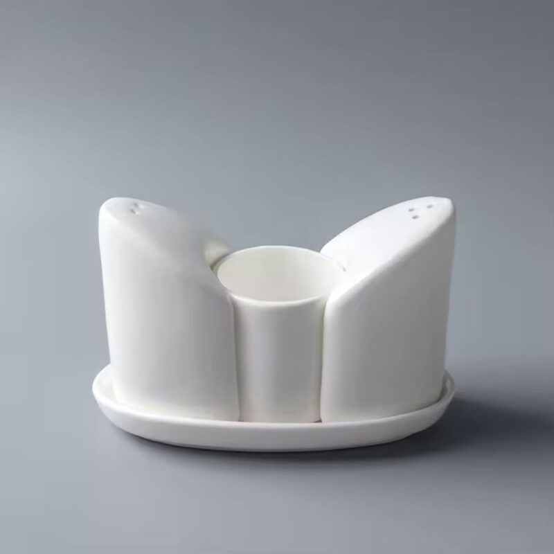Curved Porcelain Salt and Pepper Shaker Set