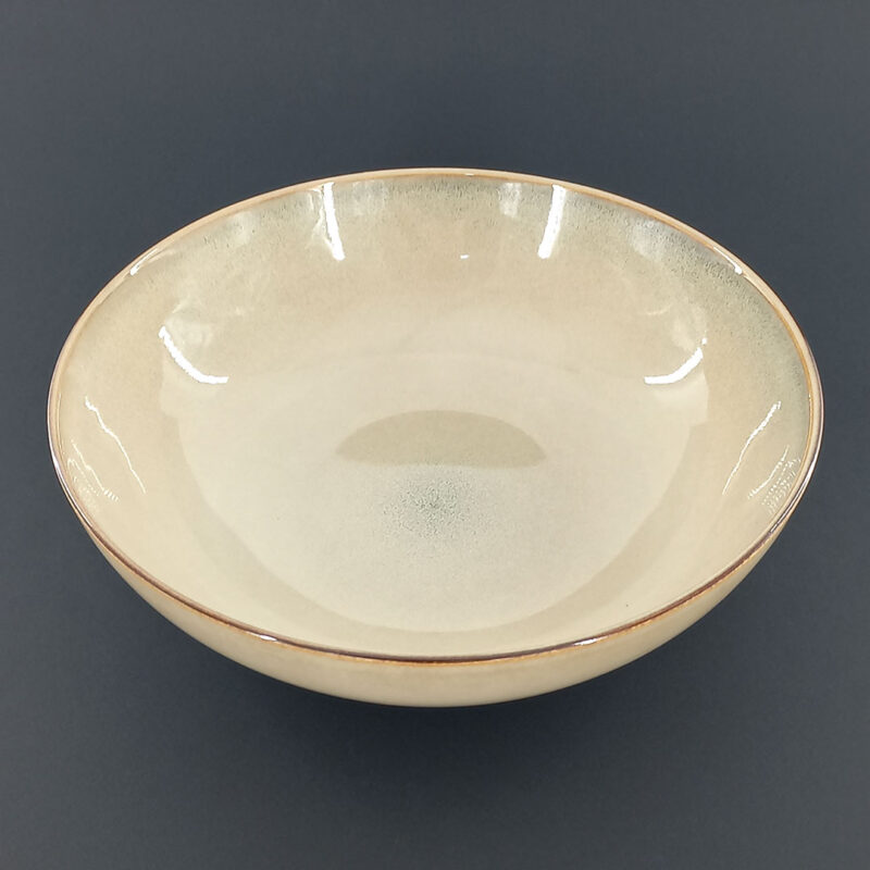 24.5cm Ceramic Serving Bowl - Speckled Beige Reactive Glaze