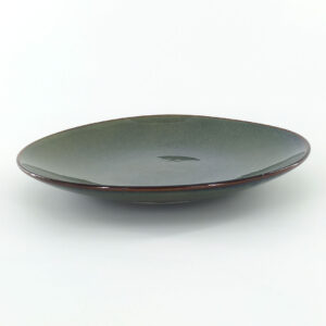 21cm Ceramic Side Plate - Dark Grey-Green Reactive Glaze