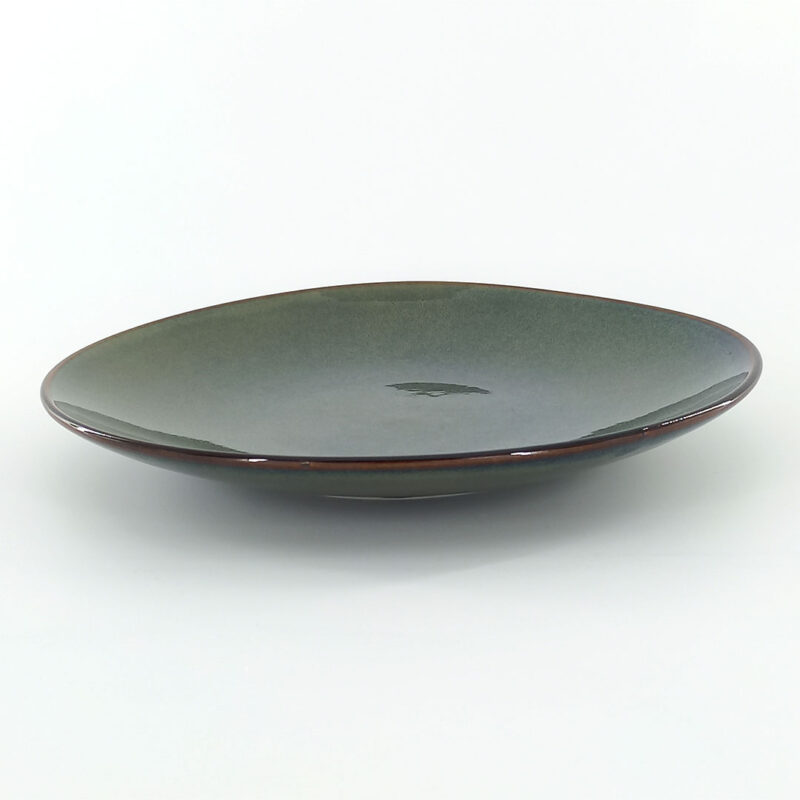 21cm Ceramic Side Plate - Dark Grey-Green Reactive Glaze