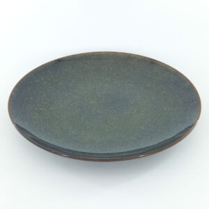 21cm Ceramic Side Plate - Dark Grey-Green Reactive Glaze