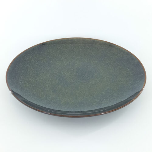 21cm Ceramic Side Plate - Dark Grey-Green Reactive Glaze